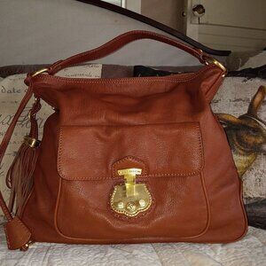 Talbots Cognac Leather Key Lock Hobo